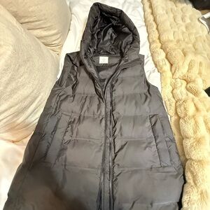 Long Hooded Puffer Vest